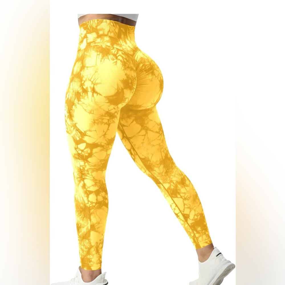 Yellow scrunch butt lift leggings